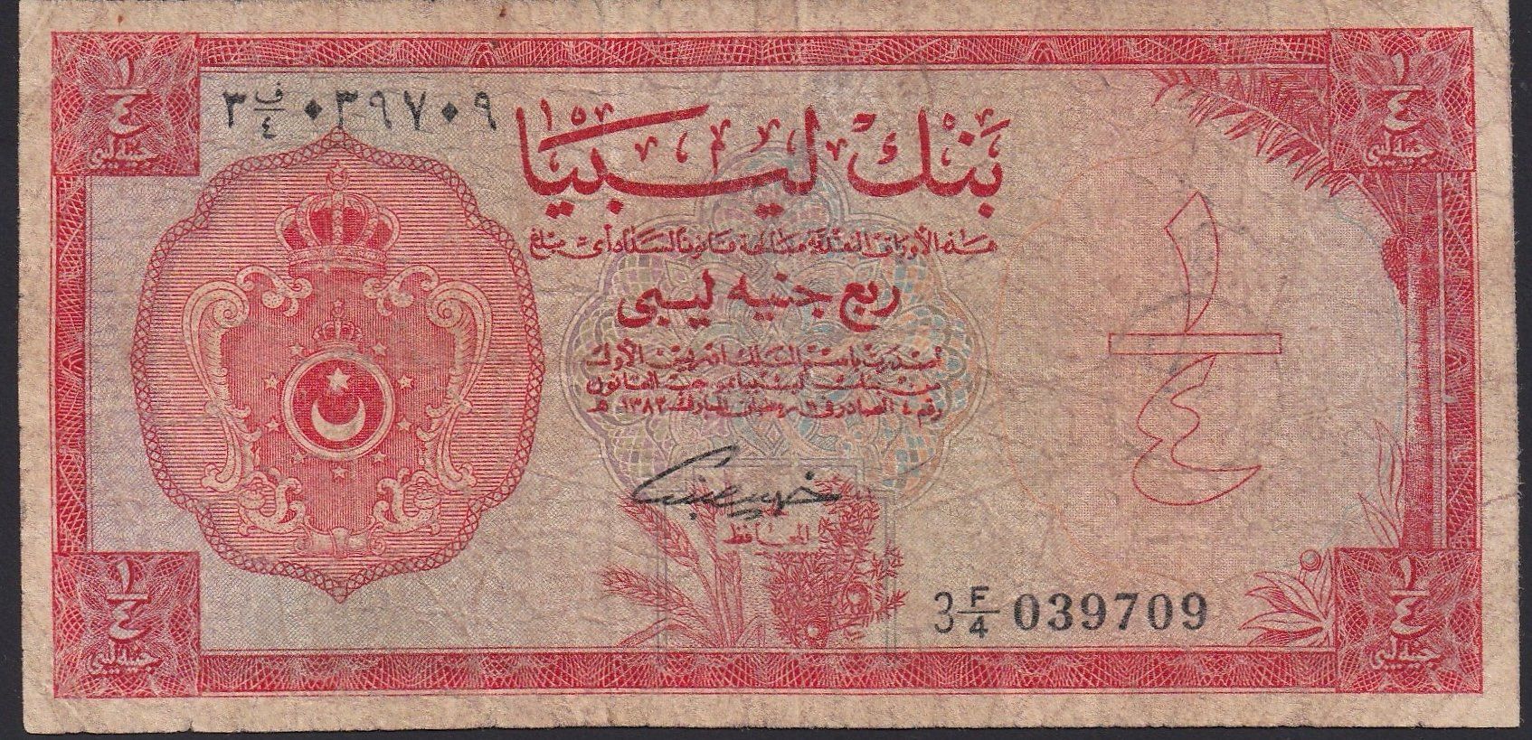 Banconote: Libyen 1/4 Pound 1963 – Usato da Brugg AG venduto da banknoten_muesli