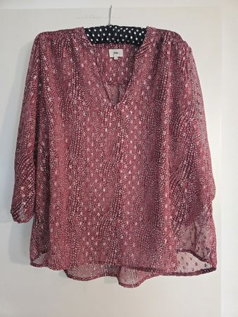 An'ge Damen Bluse, Grösse T2, Rot mit Gold-Schimmer
