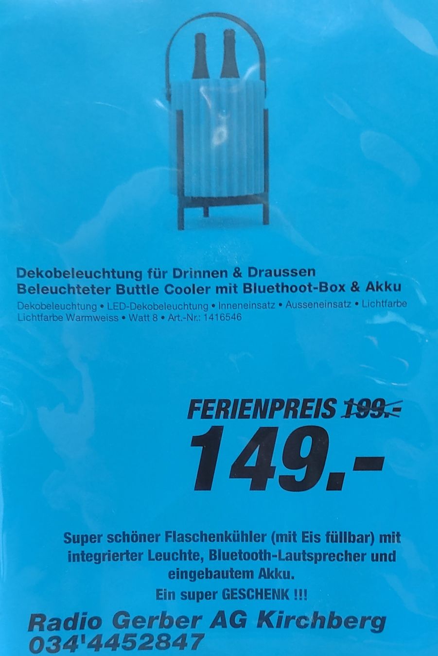 Altro: Bluetooth-Box/DekorLicht/Fla.-Kühler, Ein ideales Geschenk – Nuovo e nell'imballaggio originale da Kirchberg BE venduto da RadioGerber 5