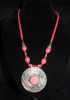 HOCHWERTIGE KETTE "INDIAN STYLE" SILBER KORALLE HANDMADE