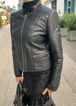 Glamour Giacca Freddy👌similpelle con paillettes-tgM/L