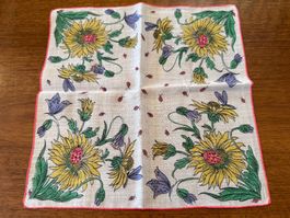 Damen Taschentuch mit Blumen und Marienkäfer Motiv