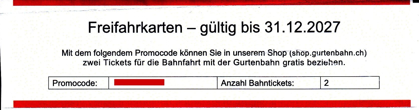 Buoni: Gurtenbahn: Code für 2 online-Tickets – Nuovo (secondo la descrizione) da Rubigen venduto da OPERNFREUND