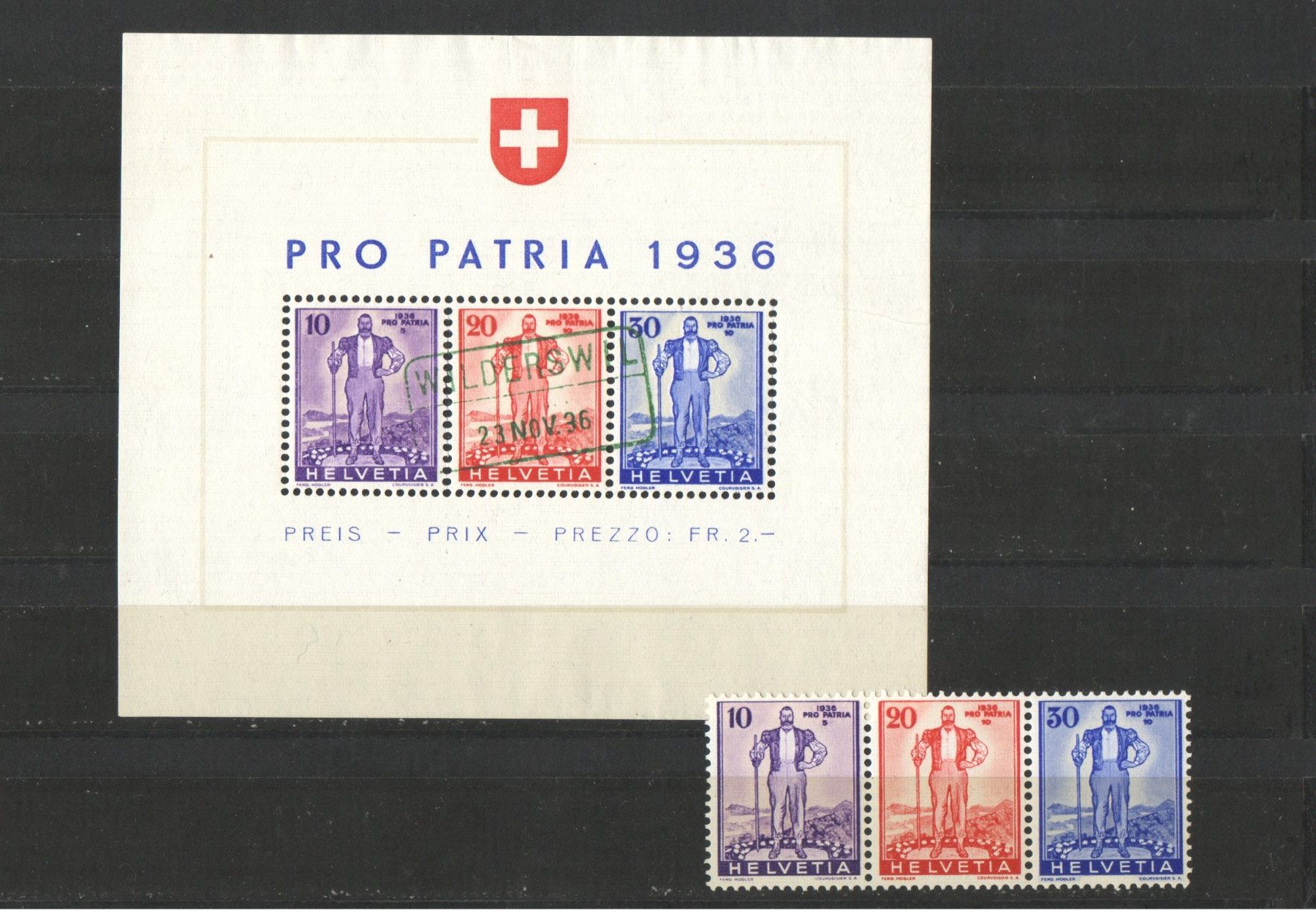 Tutti i francobolli: Pro Patria 1936 – Usato da Echichens venduto da Topfila
