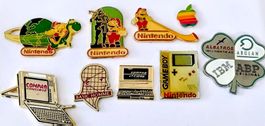 9 Computer Pins - Nitendo, Appe, IBM etc