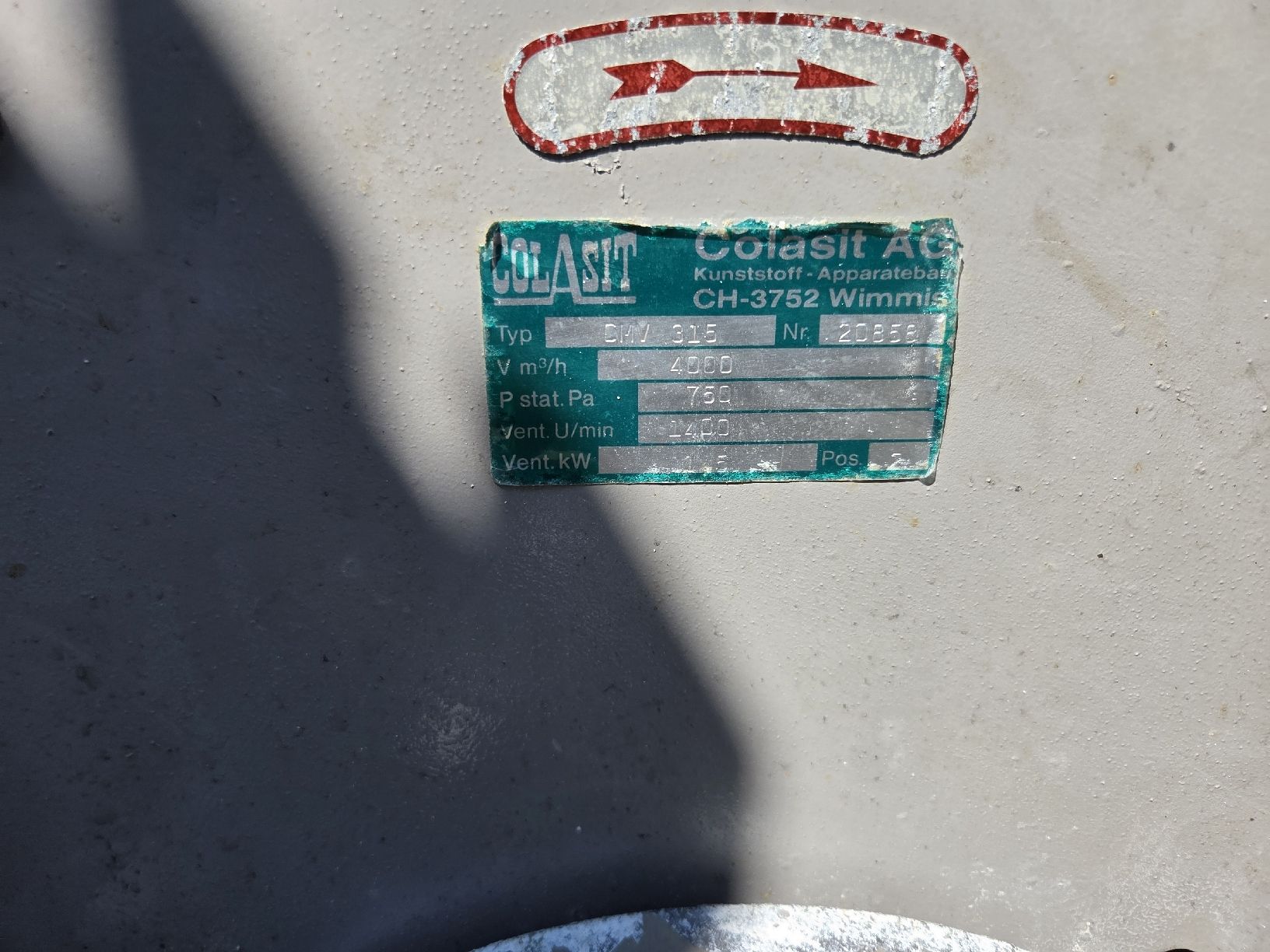 Ventilatori: Gebläse, Absaugung , Ventilator Colasit ERV 315 mit Motor  – Usato da Obersteckholz venduto da Holzofenbeck 7
