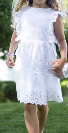 ZARA Mädchen Kleid, Weiss, Gr. 128