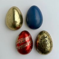 alte Blecheier, Osterei Blech, Metall Eier, Osterdeko