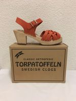 TORPATOFFELN Swedish Clogs Nubuck-Leder Orange Gr. 40