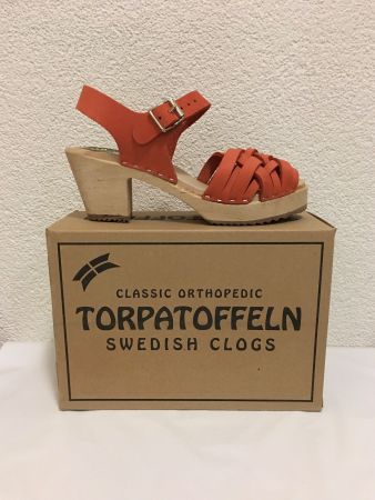TORPATOFFELN Swedish Clogs Nubuck-Leder Orange Gr. 41