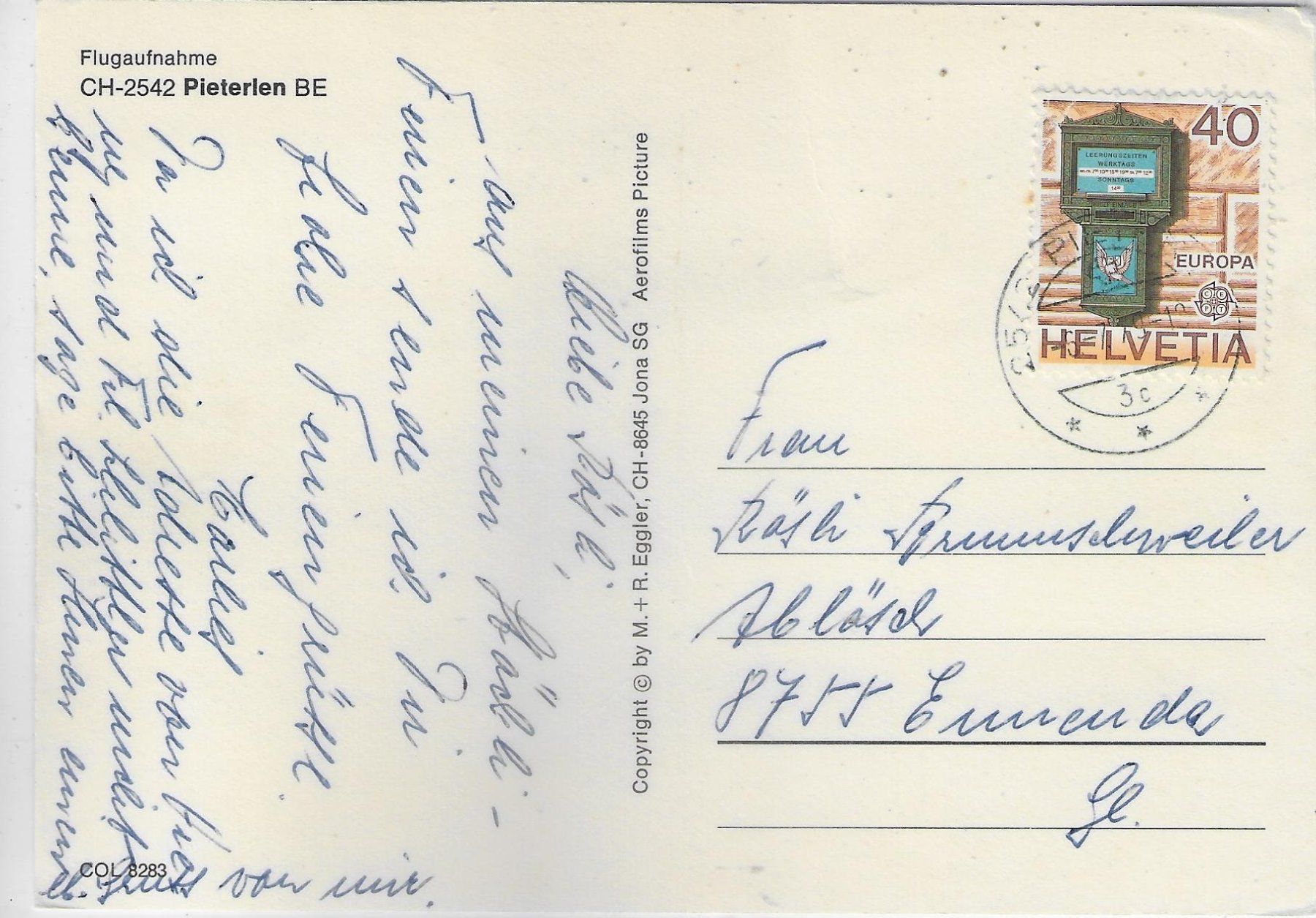 Cartoline postali: Flugaufnahme Pieterlen BE – Usato da Ettingen venduto da Kartenplanet 1