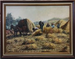Ezequiel , Gemälde Erntearbeit mit Pferden und Personen
