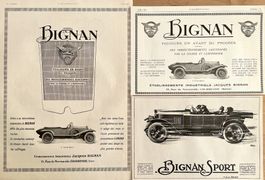 Bignan Cars - 3 Alte Werbungen / Publicités 1919/24