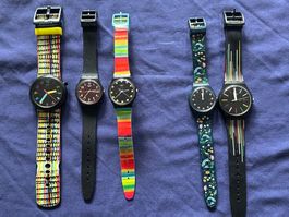 Swatch-Uhren, 5 Stück