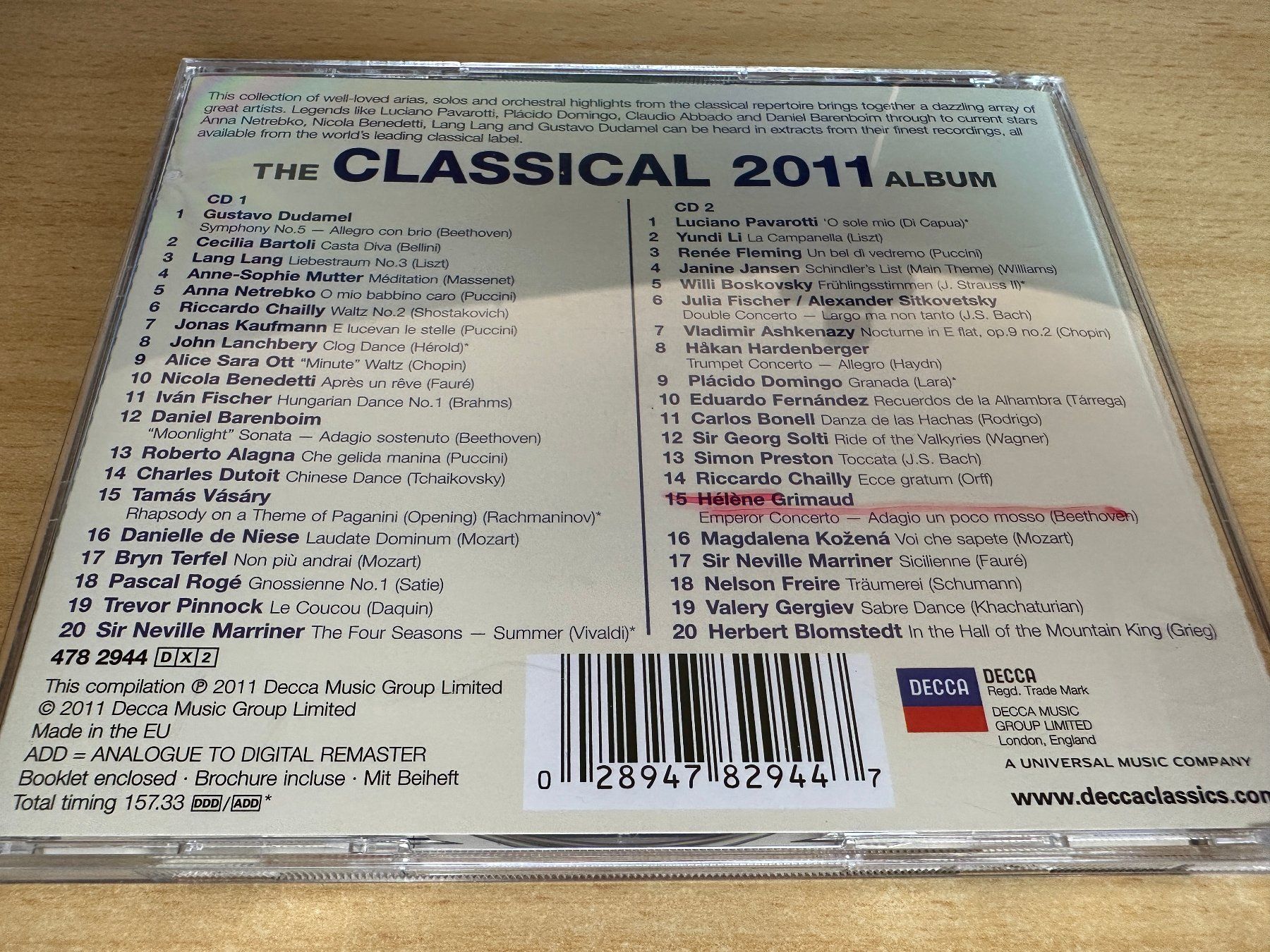 CD: Various – The Classical Album 2011 - 2 CD – Usato da Rikon im Tösstal venduto da Alpenmutz 1