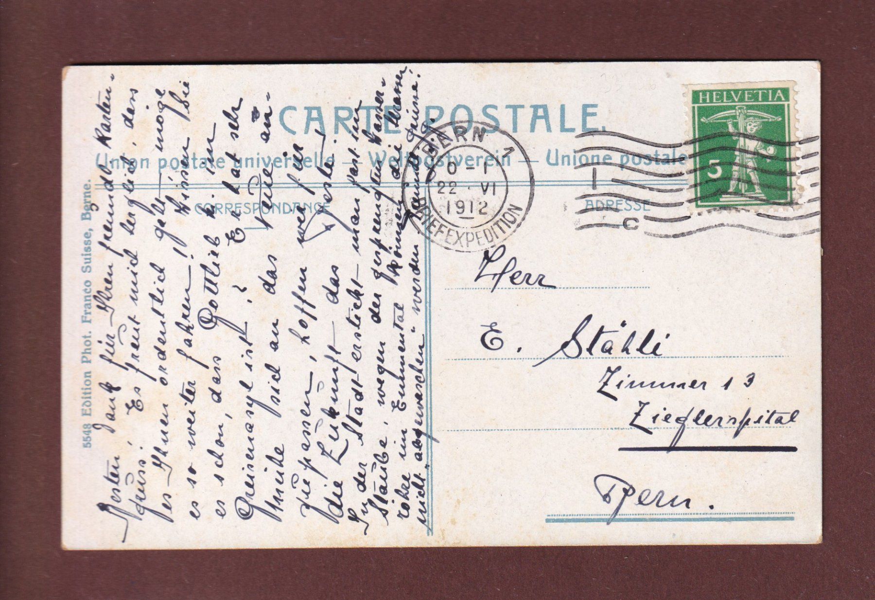 Cartoline postali: BERN - Kornhausbrücke - 1912 – Usato da Pully venduto da nicecards 1