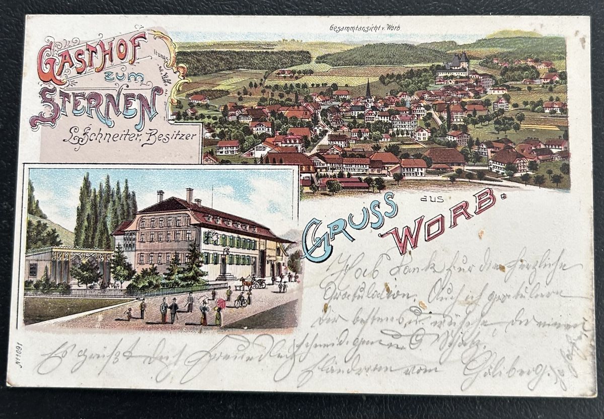 Ansichtskarten: Gruss aus Worb Litho  – Gebraucht aus Horw von Tellbub