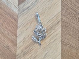 Silberner Rosen-Charm Anhänger 925er Silber, NEU🌹