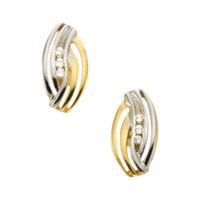 Paar Ohrstecker 333/- Gelbgold bicolor 6x Zirkonia