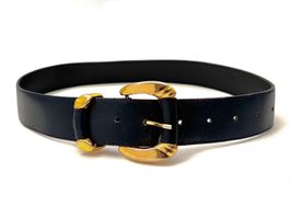 Designer Gürtel Goldschnalle Leder Schwarz 70