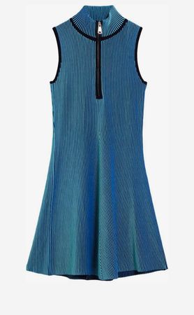 Desigual Kleid gestreift Reissverschluss blau Grösse M