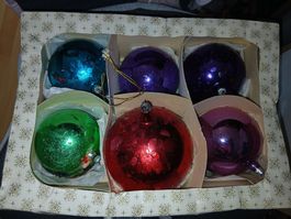 Vintage Christbaumkugeln, 6er Set, Glas, Top Zustand!