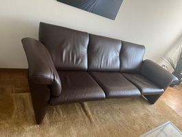 Elegantes braunes De Sede Ledersofa mit Hocker wie neu!