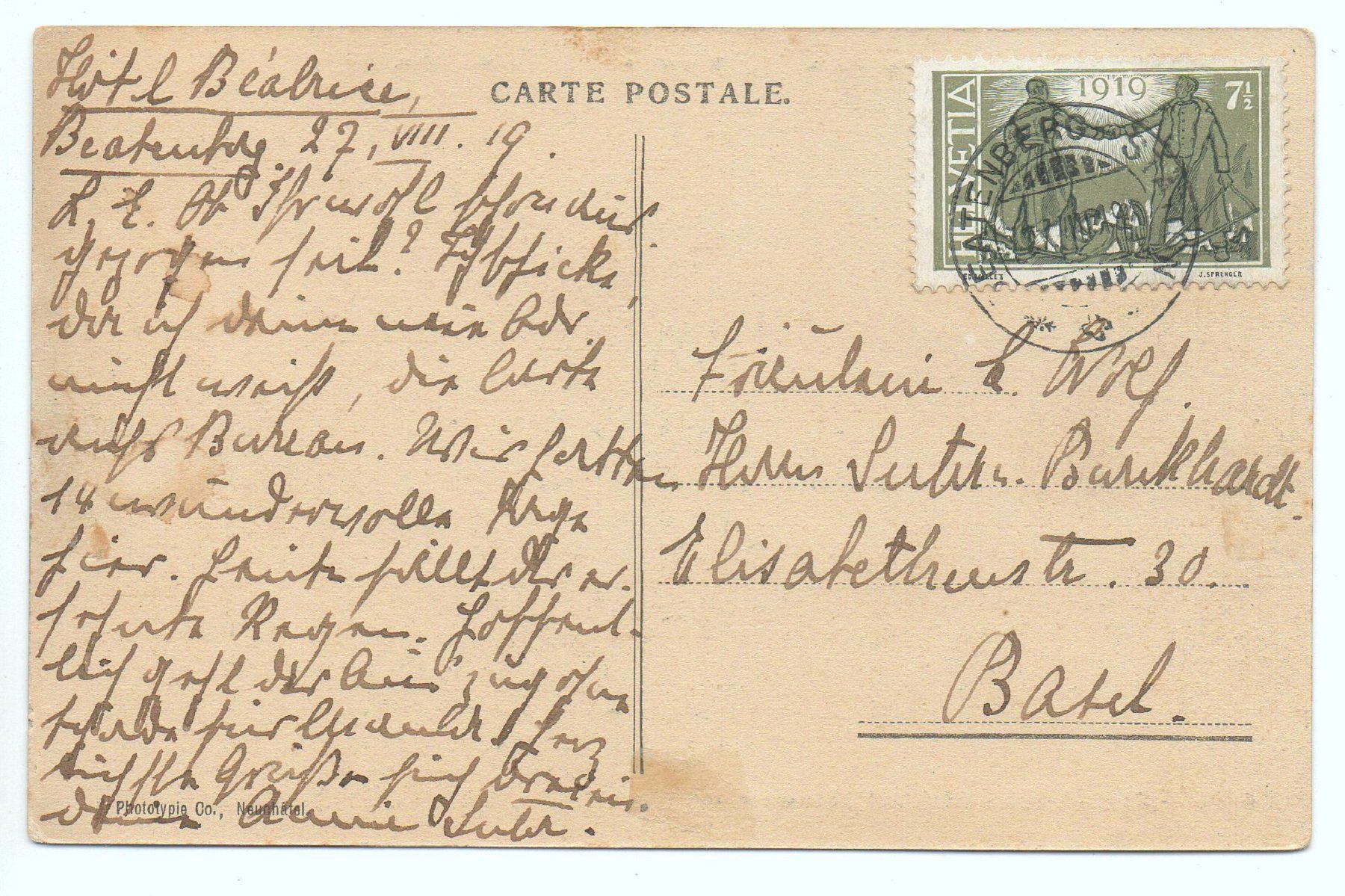 Cartoline postali: BEATENBERG Blick auf Thunersee + Alpen, Eiger Mönch Jungfrau – Usato da Jona venduto da philajona 1