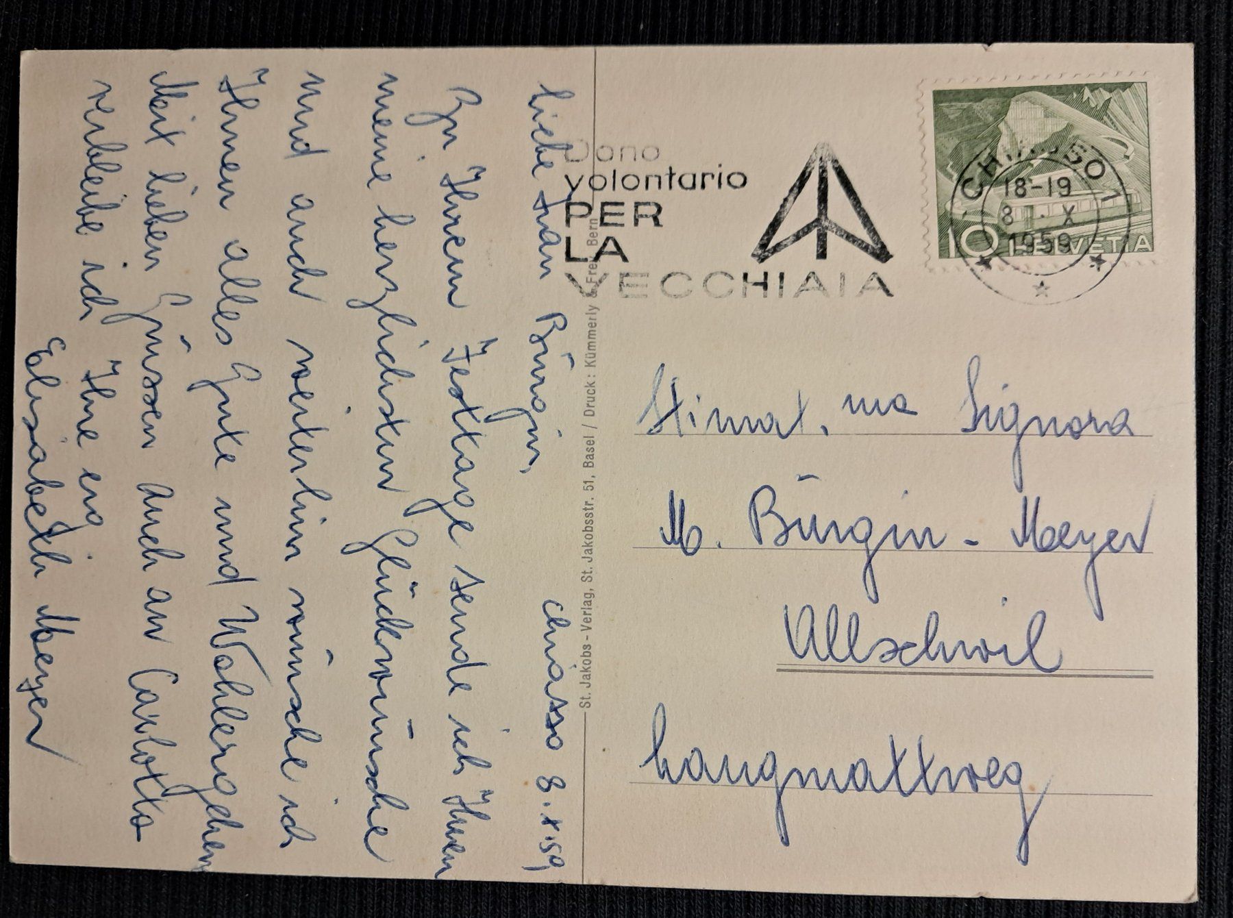 Cartoline postali: TICINO 1959 – Usato da Ponto Valentino venduto da giorgia06 1