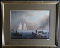 Nautica Nautik Seefahrt Lithographie Amerika's Cup 1899