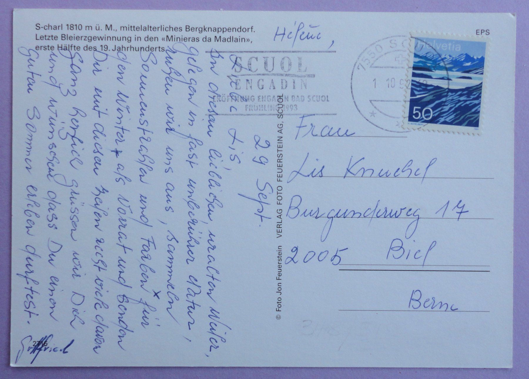 Cartoline postali: S-charl 1810 m ü.M. – Usato da Fétigny venduto da Billy2miny 1