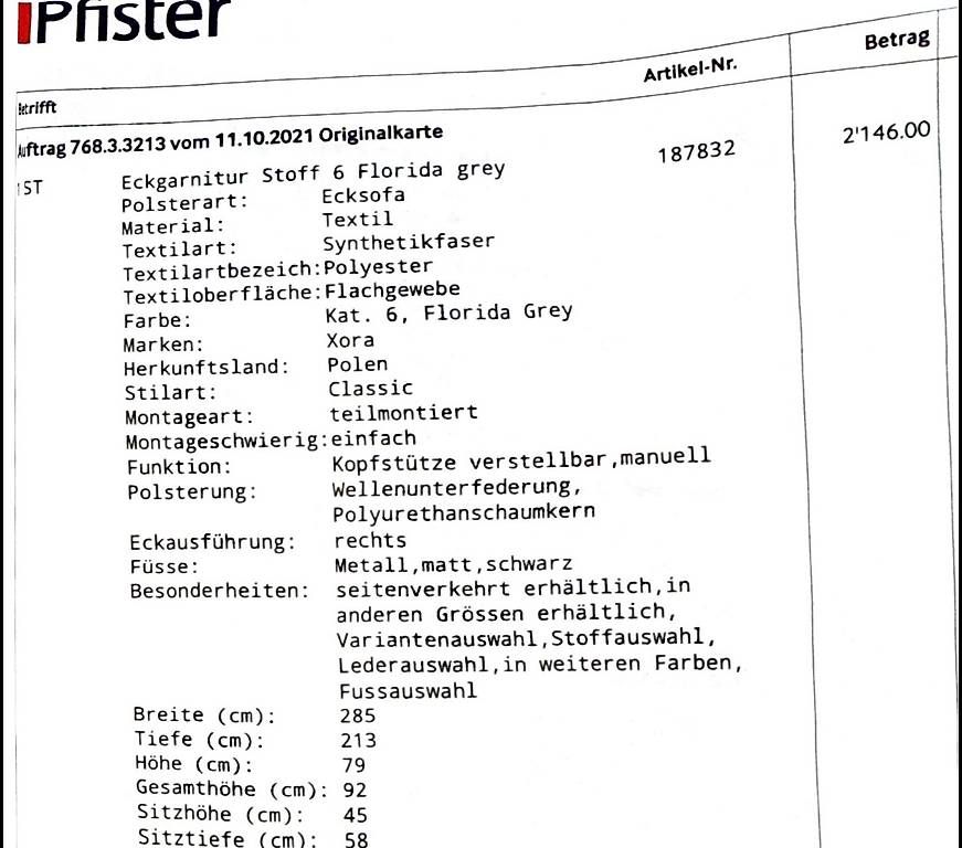 Pfister Sofas: Ecksofa Möbel Pfister – Gebraucht aus Ostermundigen von DeOs3072 4