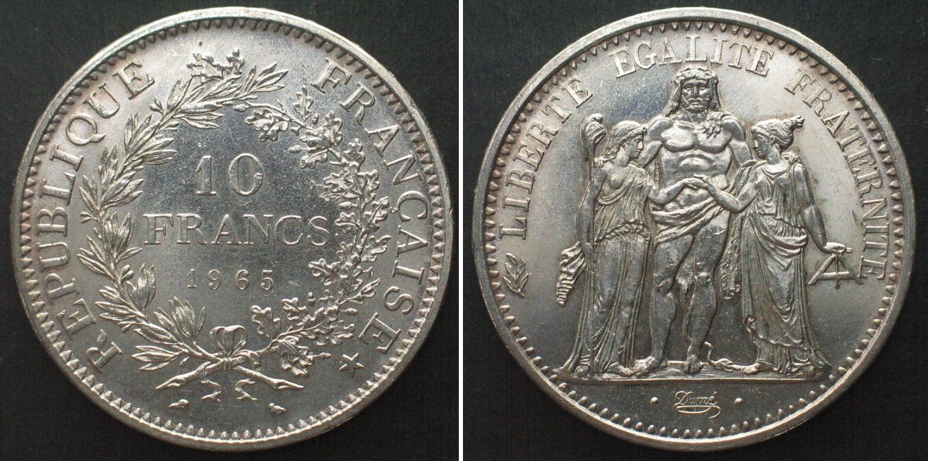 Alle Münzen: FRANCE 10 Francs 1965 HERCULE argent SUP- – Gebraucht aus Riehen von sesambestcoins2004