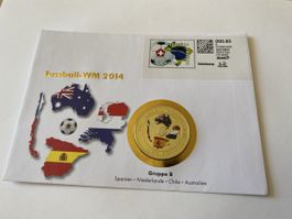 Sehr schöner Münzbrief Fussball WM 2014