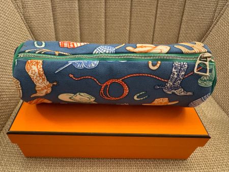 Pochette / Étui à crayons Hermès bleu cobalt