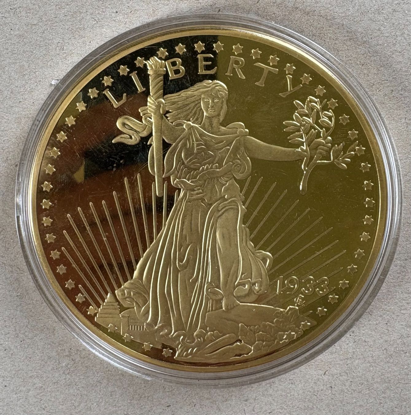 Tutti le monete: GIGANT REPLIK 20DOLLAR GOLD EAGLE – Nuovo e nell'imballaggio originale da Ostermundigen venduto da wini63 1