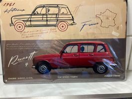 Blechschild Renault 4 rot 1961 NEU/OVP 30x20 cm