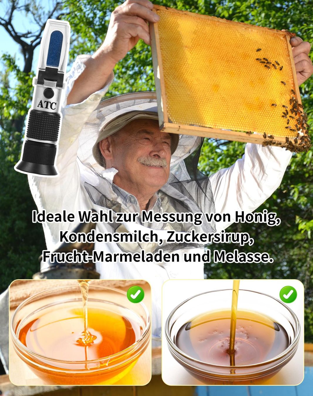 Misurare: Honigtester mit ATC Honey Refractometer refraktometer honig – Nuovo (secondo la descrizione) da Thun venduto da onlino 5