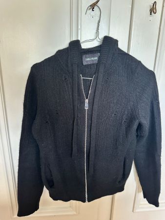 Zadig & Voltaire black cashmere zipped hoodie jacket size XS