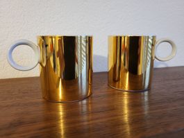 2 Golden Tassen Mario Grasso Nestlé 2003 Goldglanz Rosenthal
