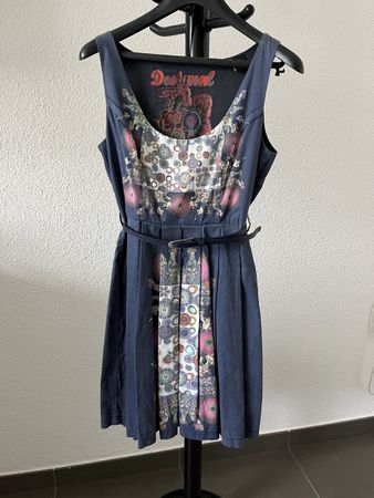 Desigual Dress, NEW, Blue with Pattern, Size 36, Belted