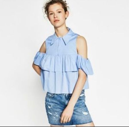 ZARA 🩵 blouse haut top à volants M (S)