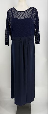 Abendkleid Gr. 46 von Together dunkelblau mit Spitze 