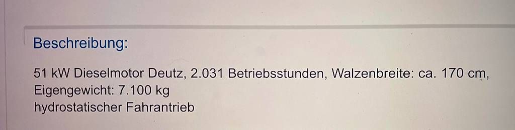 Tutte le macchine: Walze Deutz - 7.100 kg Eigengewicht – Usato da Amriswil venduto da CRG125 4