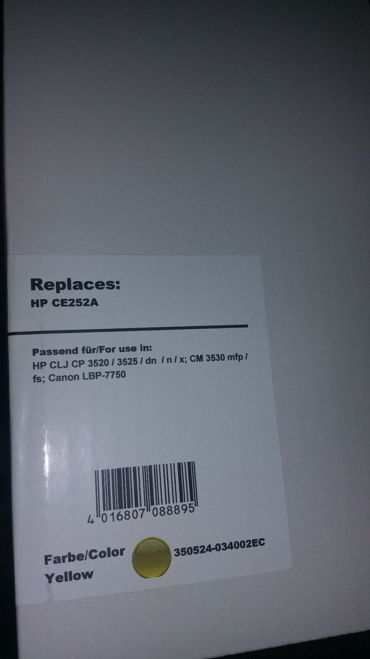 Hewlett Packard Cartucce per stampanti & toner: HP CE252A Yellow – Nuovo e nell'imballaggio originale da Ecublens VD venduto da Netfinity 1