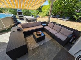 Rattan-Lounge-Set inkl. Truhe
