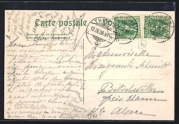 Cartoline postali: Thusis, Ortsansicht mit Hohen Rhäthen u – Usato da Berlin venduto da bartko-reher 1