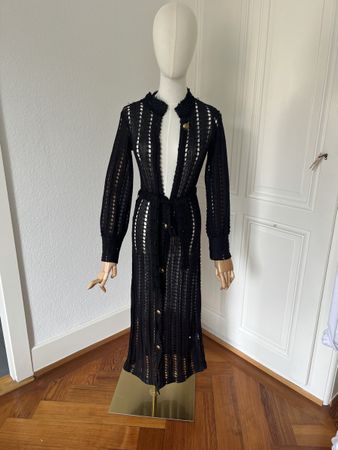 Zara Women's Black Knitted Cardigan with Belt, Size S