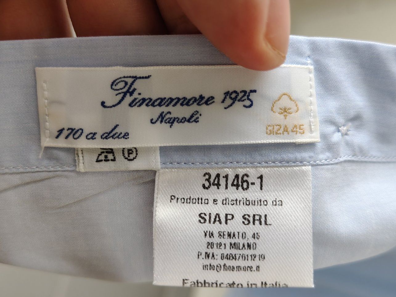 Finamore Hemden: Light Blue Finamore Cotton Shirt 40 – Gebraucht aus Dübendorf von GrimesA 2