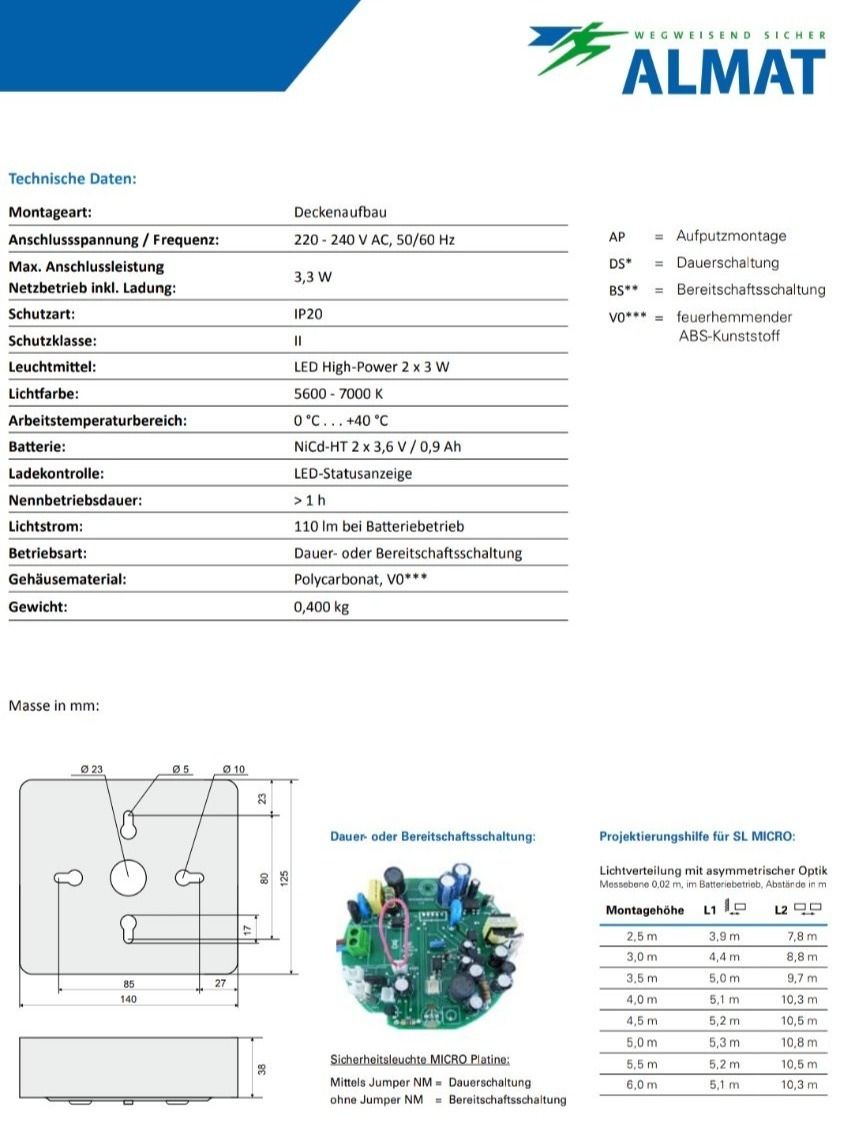 Lampade: Sicherheitsleuchte MICRO D-AP Deckenmontage OHNE Batterie/AK – Usato da Zürich venduto da Alibaba1234 7